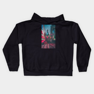 Cyberpunk style future city Kids Hoodie